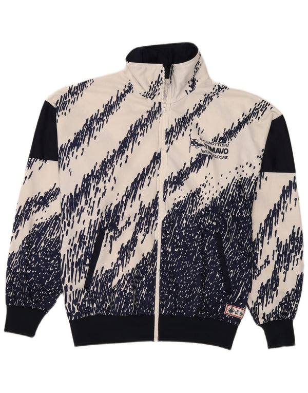 Vintage Mens Tracksuit Top Jacket Medium Navy Blue Colourblock