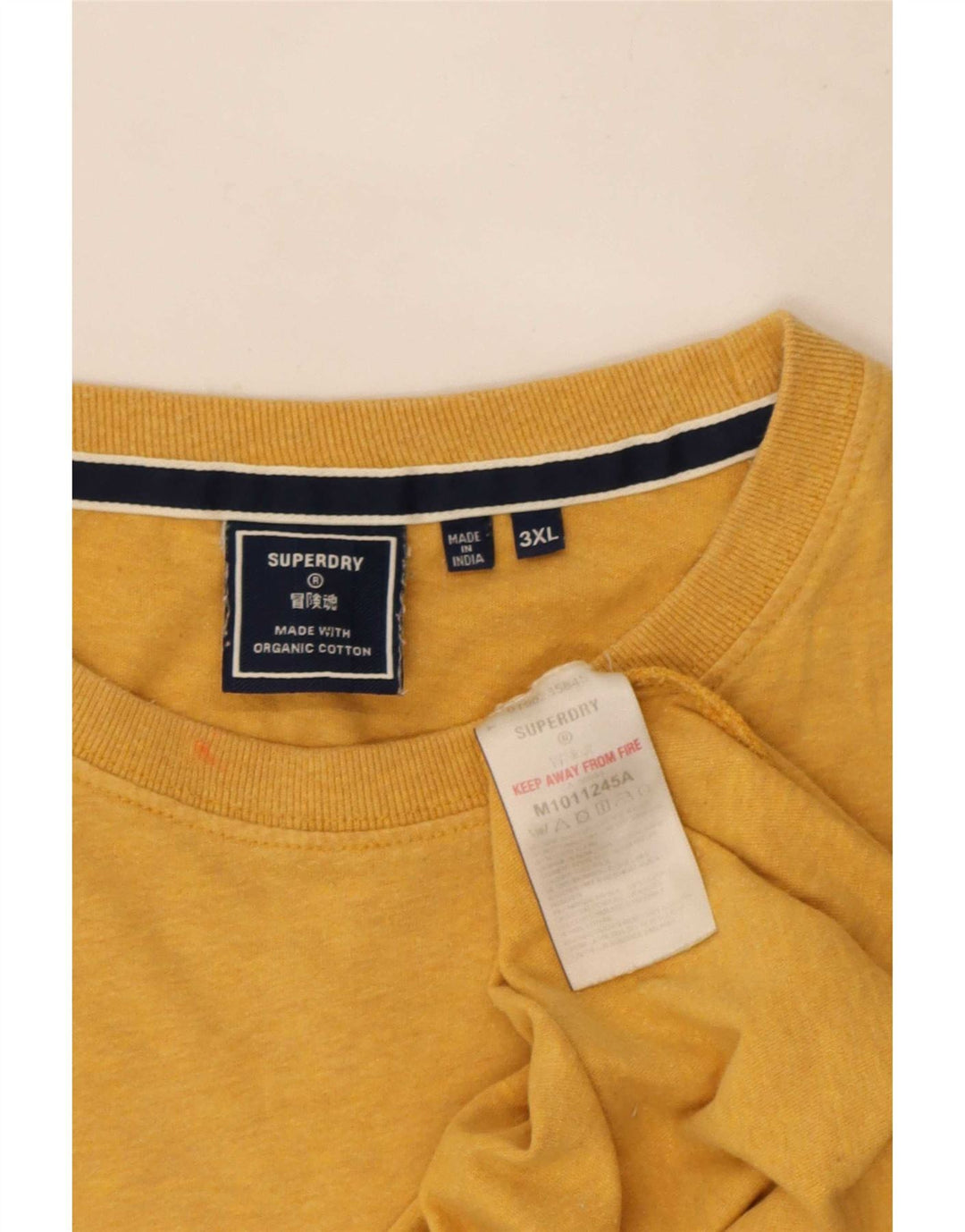 Superdry Mens T-Shirt Top 3XL Yellow Cotton