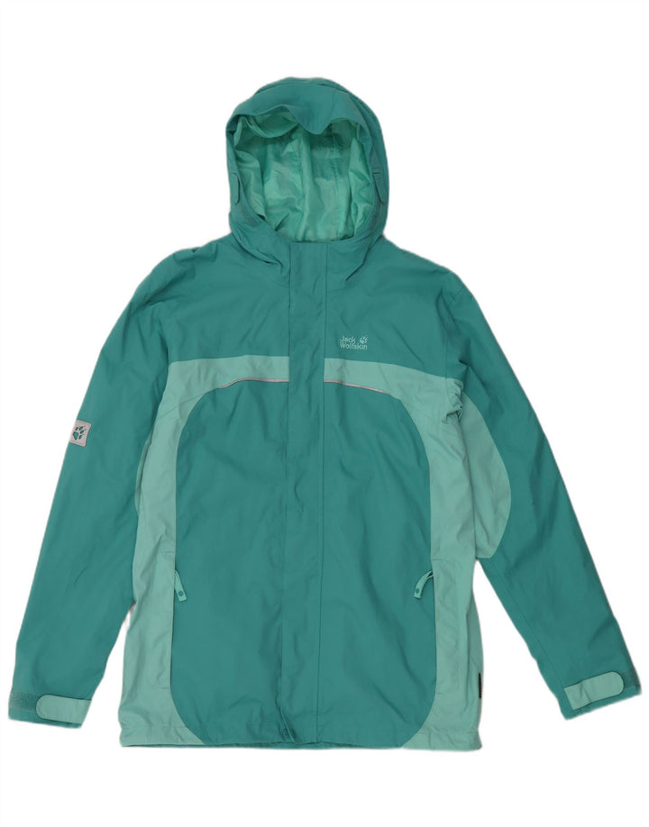 JACK WOLFSKIN Boys Windbreaker Jacket 13-14 Years Turquoise Colourblock