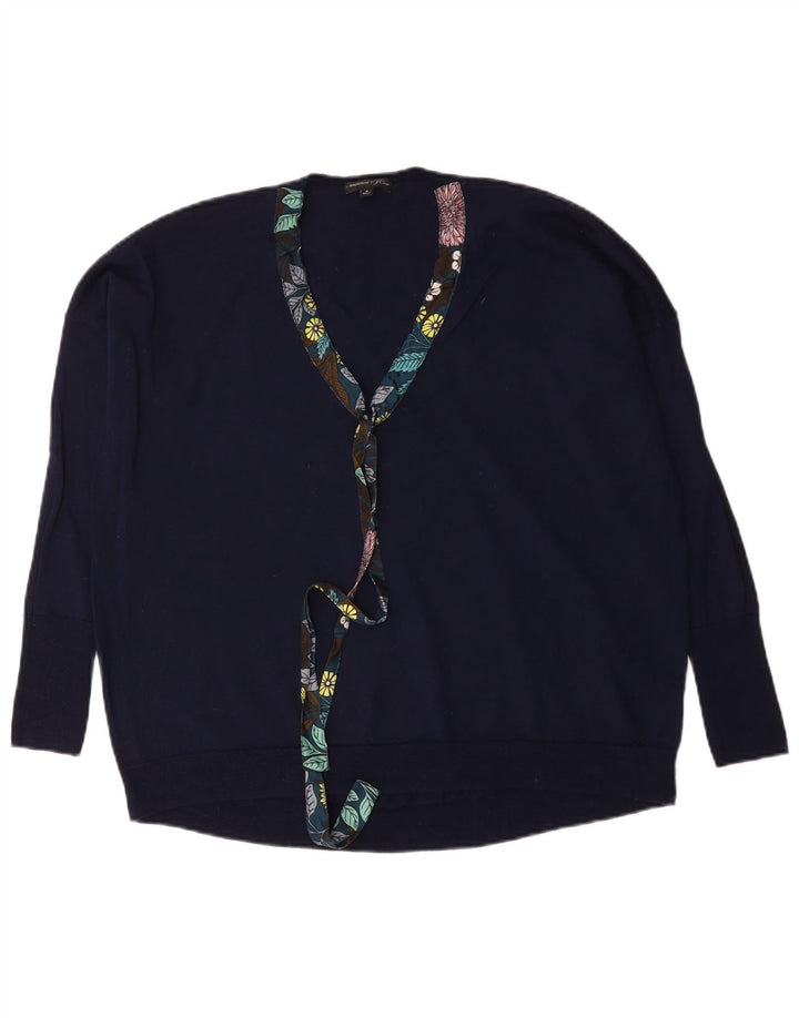 J. Crew Womens Oversized V-Neck Jumper Sweater UK 14 Medium Navy Blue
