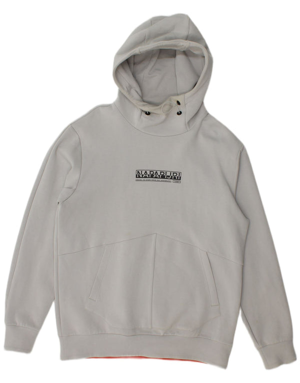 Napapijri Mens Graphic Hoodie Jumper Large Grey Cotton