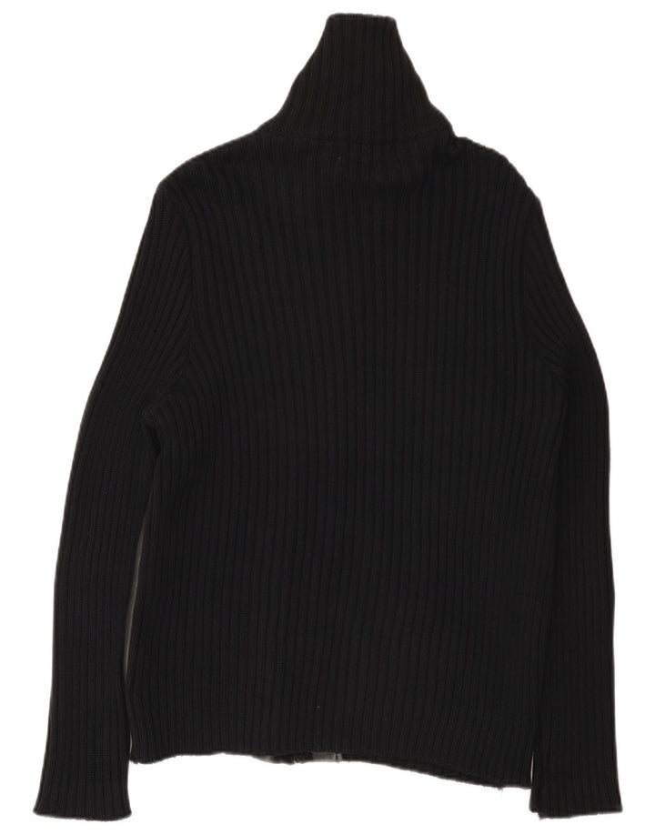 Zara Mens Cardigan Sweater Large Black Cotton