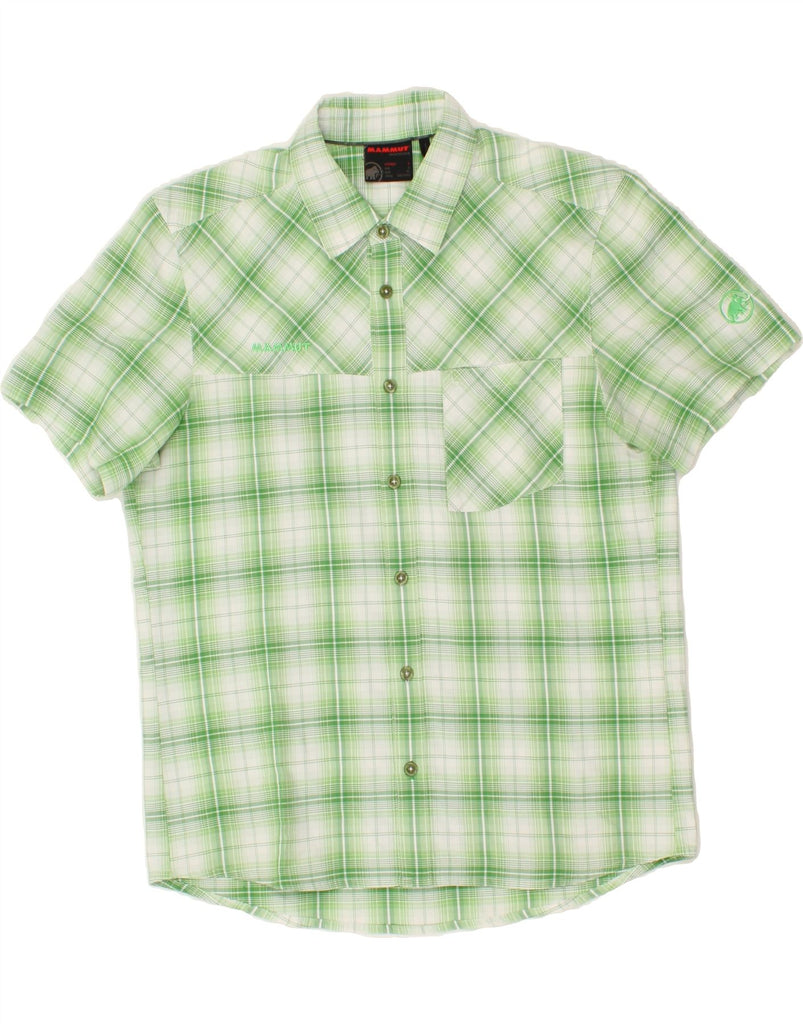 MAMMUT Mens Graphic Short Sleeve Shirt Large Green Check Polyester | Vintage Mammut | Thrift | Second-Hand Mammut | Used Clothing | Messina Hembry 