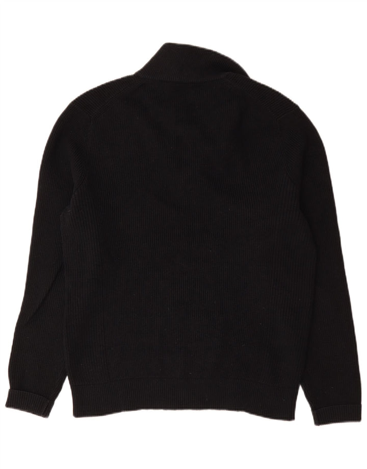 Marks & Spencer Mens Zip Neck Jumper Sweater Medium Navy Blue Cotton