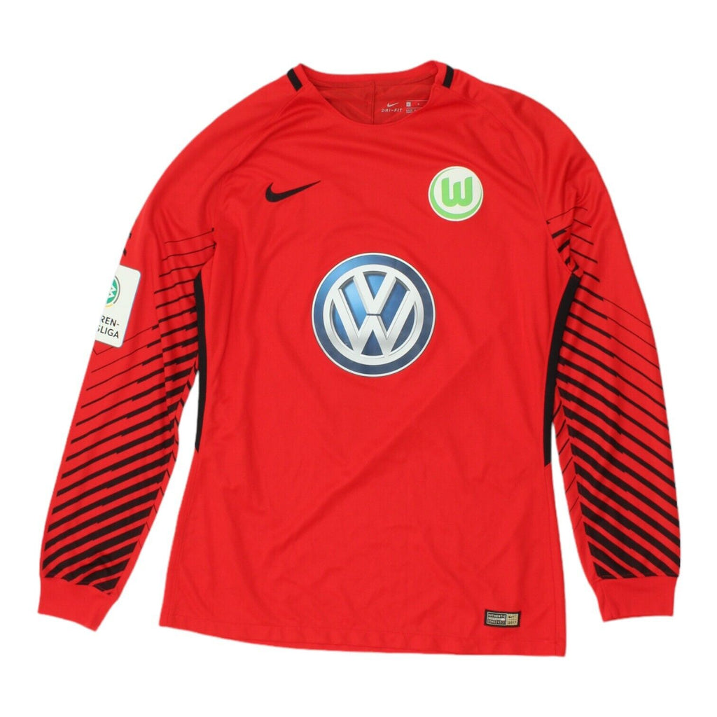 VfL Wolfsburg 2017-18 Nike Mens Red Goalkeeper Shirt | Football Sportswear Vintage Messina Hembry and Second-Hand Messina Hembry from Messina Hembry 