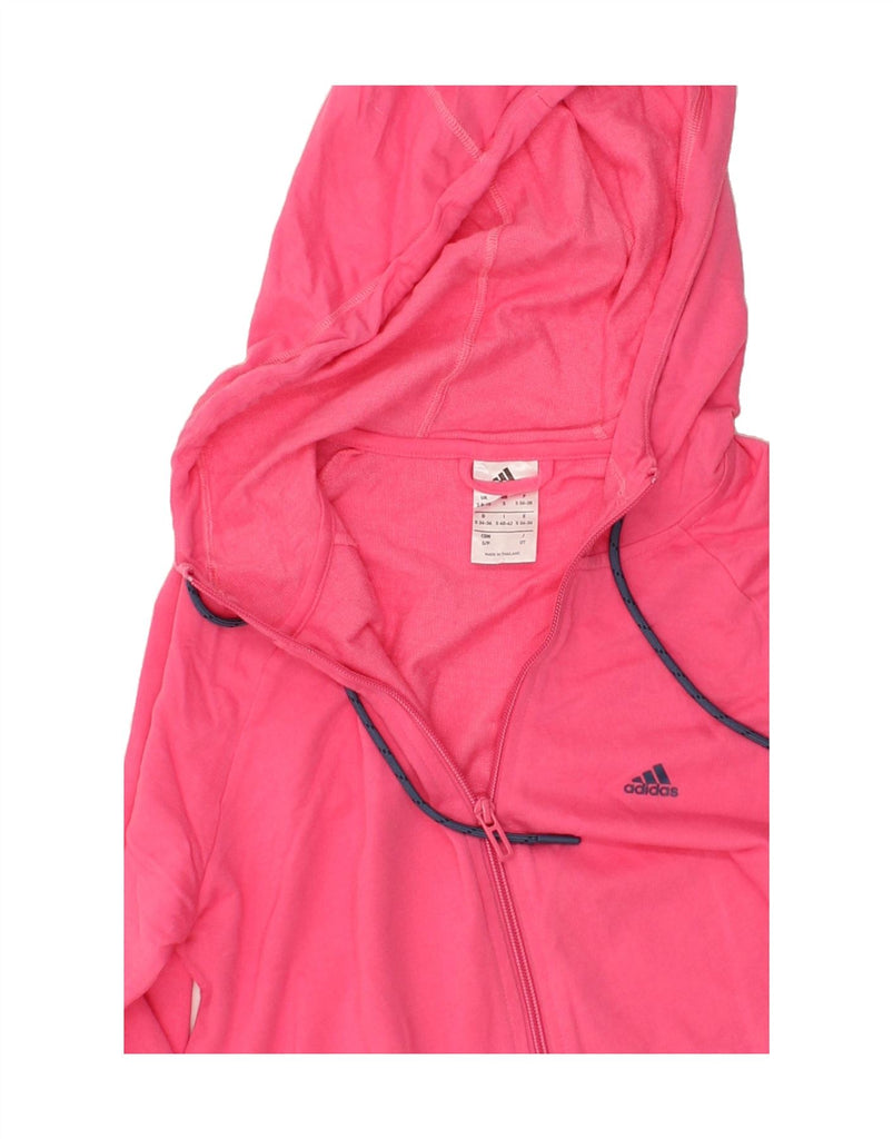 ADIDAS Womens Graphic Zip Hoodie Sweater UK 8/10 Small Pink Cotton | Vintage Adidas | Thrift | Second-Hand Adidas | Used Clothing | Messina Hembry 