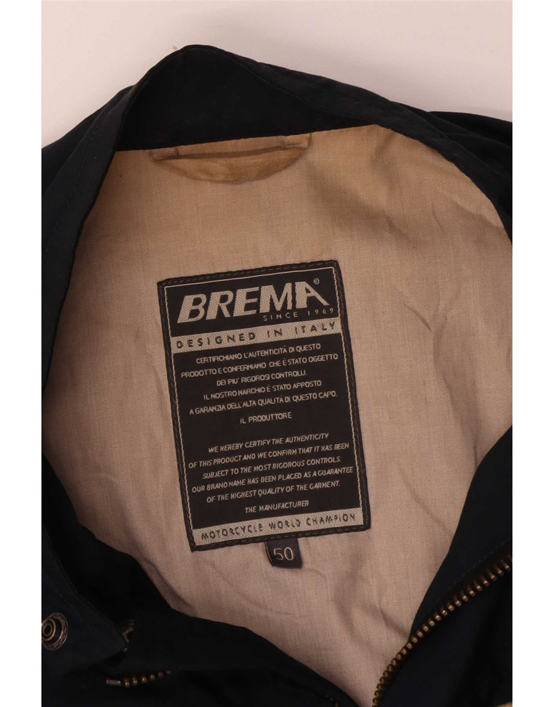 Brema Mens Graphic Bomber Jacket IT 50 Large Navy Blue