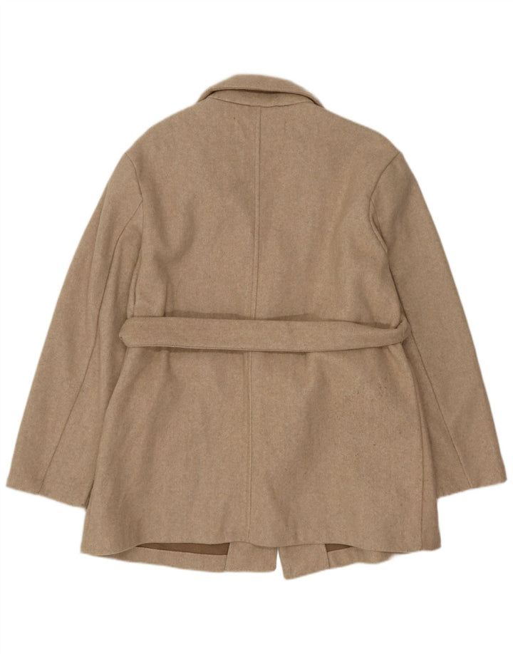 Zara Womens Longline Oversized Blazer Jacket UK 6 XS Beige Polyester