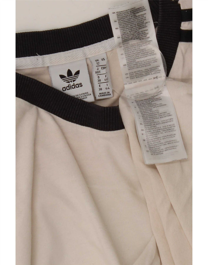 Adidas Womens T-Shirt Top UK 12 Medium White Cotton