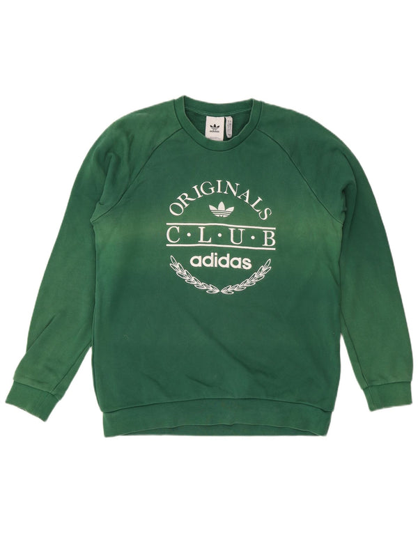 Adidas Mens Graphic Sweatshirt Jumper Large Green Cotton