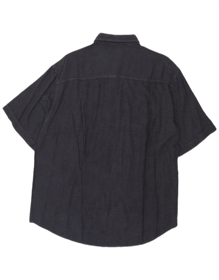 Azzurra Mens Short Sleeve Shirt Large Black Polka Dot Viscose Retro