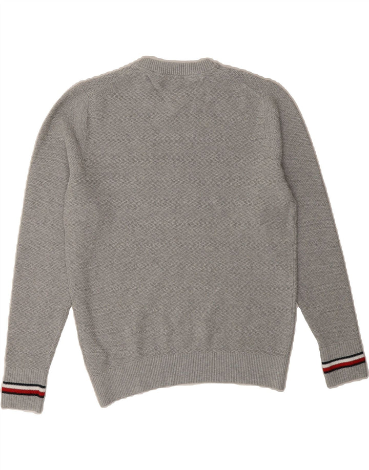 TOMMY HILFIGER Womens Crew Neck Jumper Sweater UK 14 Medium Grey Cotton Vintage Tommy Hilfiger and Second-Hand Tommy Hilfiger from Messina Hembry 