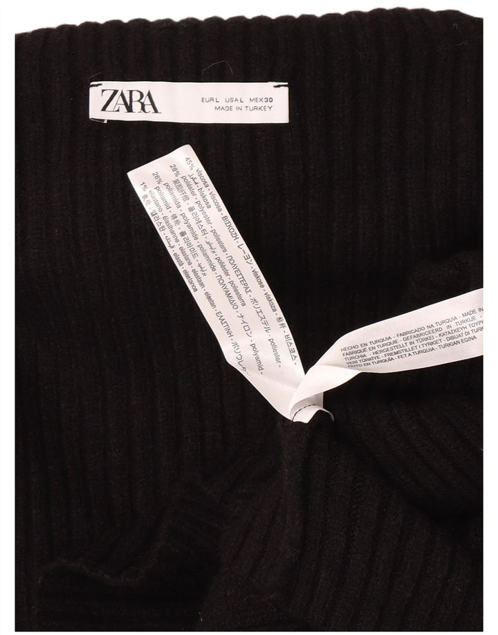 Zara Womens Crop Oversized Roll Neck Jumper Sweater UK 16 Large Black