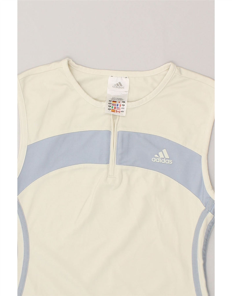 ADIDAS Womens Vest Top UK 12 Medium Off White Colourblock | Vintage Adidas | Thrift | Second-Hand Adidas | Used Clothing | Messina Hembry 