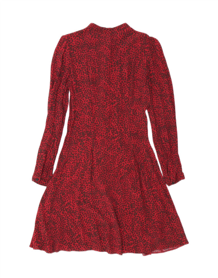 WAREHOUSE Womens Shirt Dress UK 8 Small  Red Animal Print Viscose