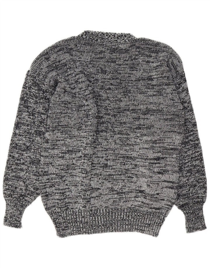VINTAGE Mens Crew Neck Jumper Sweater Medium Grey Geometric