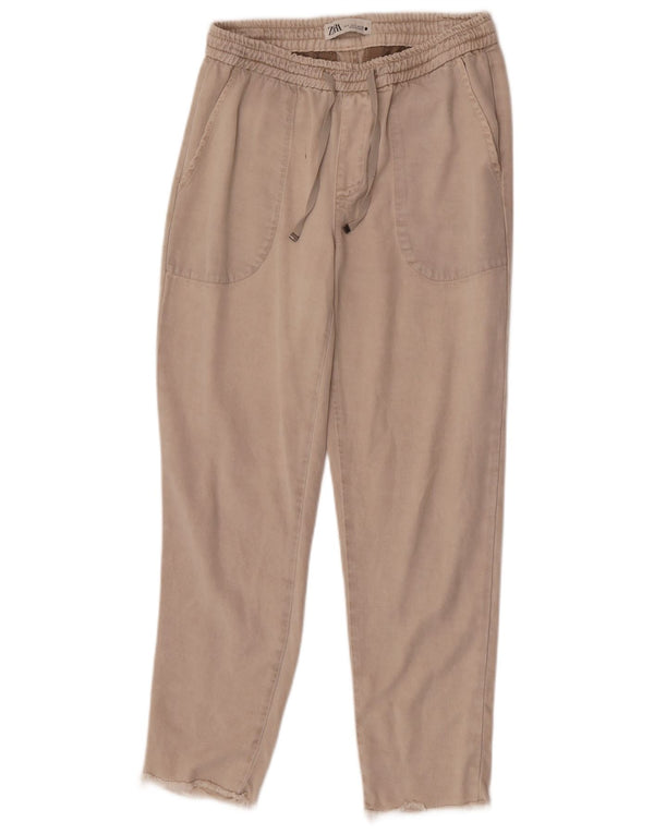 Zara Womens Tapered Chino Trousers Small W26 L27 Beige