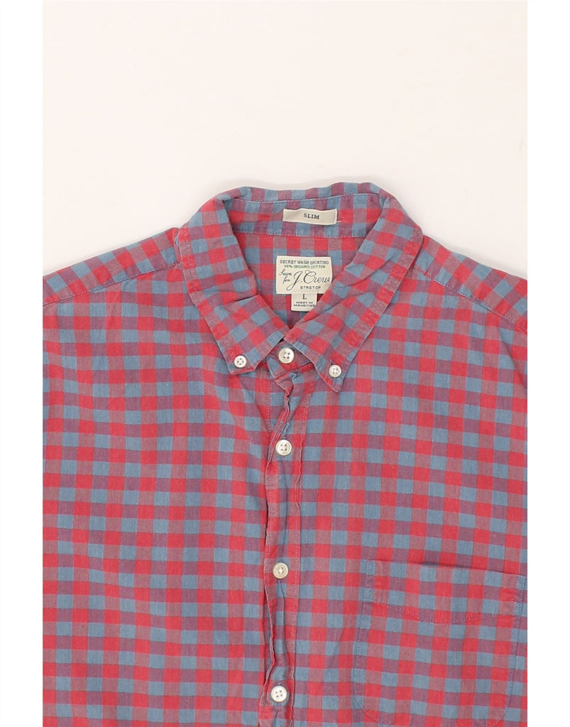 J. CREW Mens Slim Shirt Large Red Gingham Cotton | Vintage J. Crew | Thrift | Second-Hand J. Crew | Used Clothing | Messina Hembry 