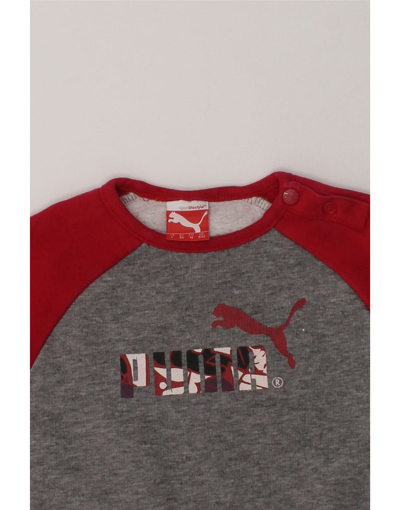 PUMA Baby Girls Graphic Sweatshirt Jumper 9-12 Months Red Colourblock | Vintage Puma | Thrift | Second-Hand Puma | Used Clothing | Messina Hembry 