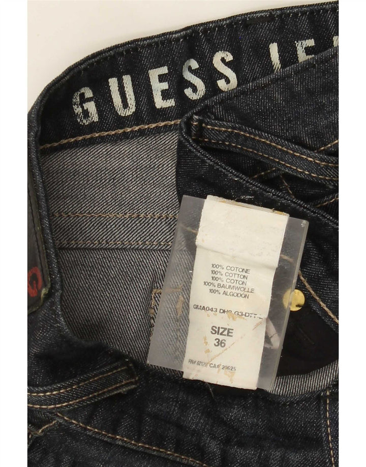 Guess Mens Straight Jeans W36 L33 Blue Cotton