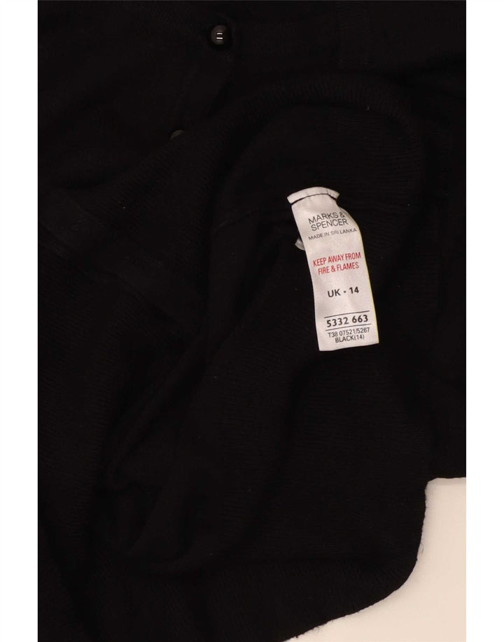 Marks & Spencer Womens Crop Cardigan Sweater UK 14 Medium Black Viscose