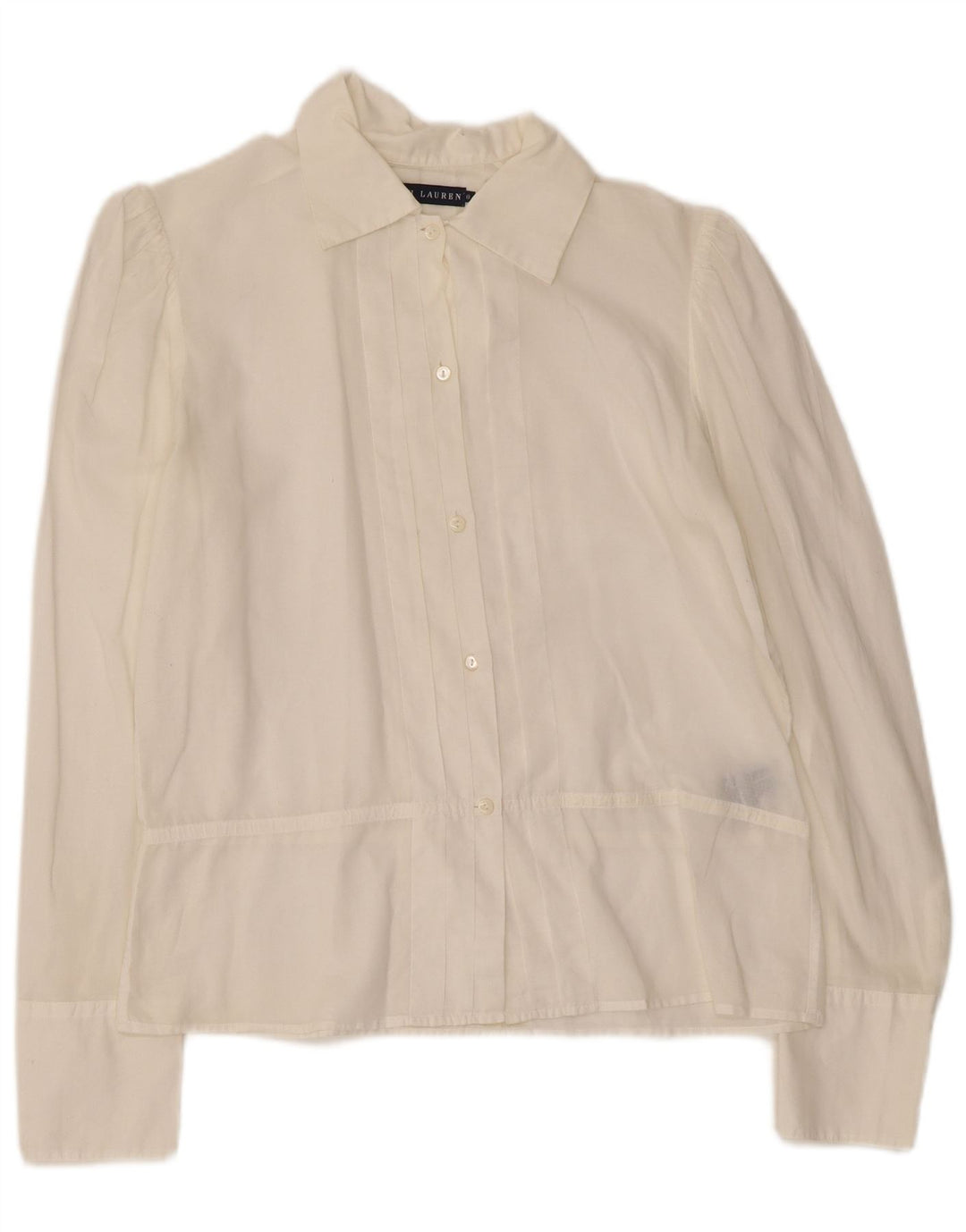 RALPH LAUREN Womens Tuxedo Shirt US 8 Medium Off White Cotton