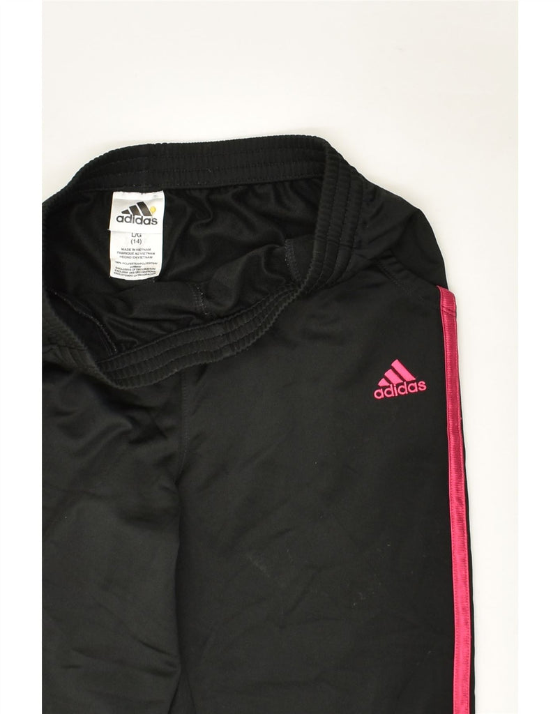 ADIDAS Girls Tracksuit Trousers 13-14 Years Large Black Polyester | Vintage Adidas | Thrift | Second-Hand Adidas | Used Clothing | Messina Hembry 