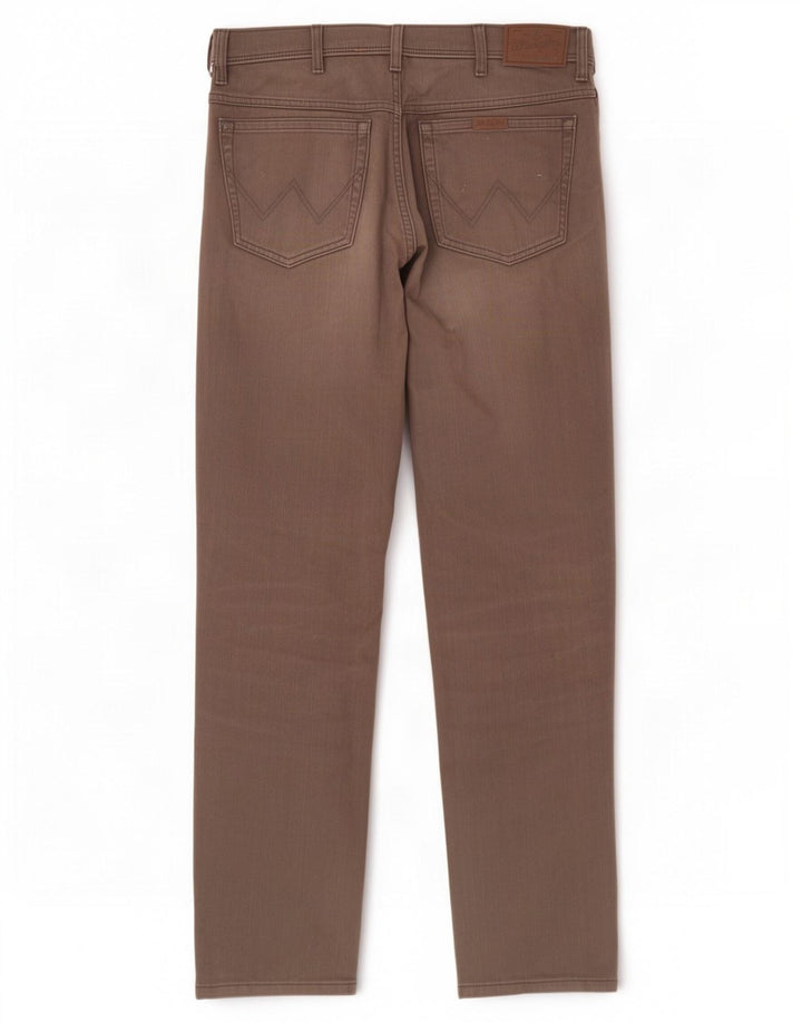 Wrangler Mens Regular Straight Jeans W36 L34 Brown Cotton
