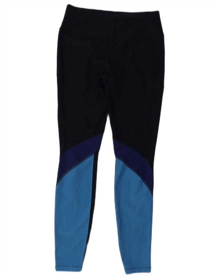 Nike Womens Dri Fit Leggings UK 12 Medium Navy Blue Colourblock