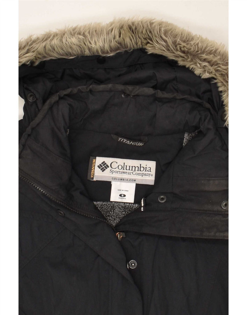 COLUMBIA Womens Titanium Hooded Windbreaker Jacket UK 10 Small Black Nylon Vintage Columbia and Second-Hand Columbia from Messina Hembry 