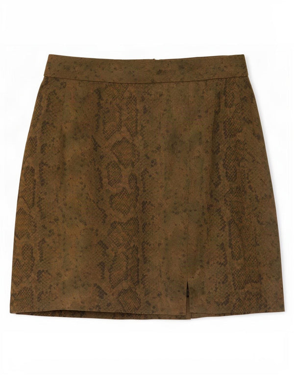 Vintage Womens Mini Skirt IT 44 Medium W27 Khaki Animal Print