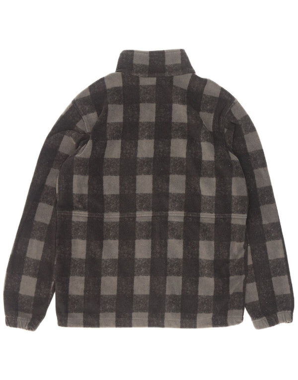 Columbia Mens Fleece Jacket UK 40 Large Grey Check Polyester