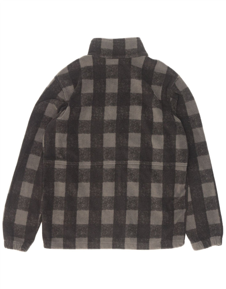 Columbia Mens Fleece Jacket UK 40 Large Grey Check Polyester