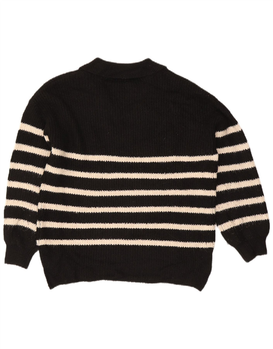 Marks & Spencer Womens Polo Neck Jumper Sweater UK 14 Medium Black Striped