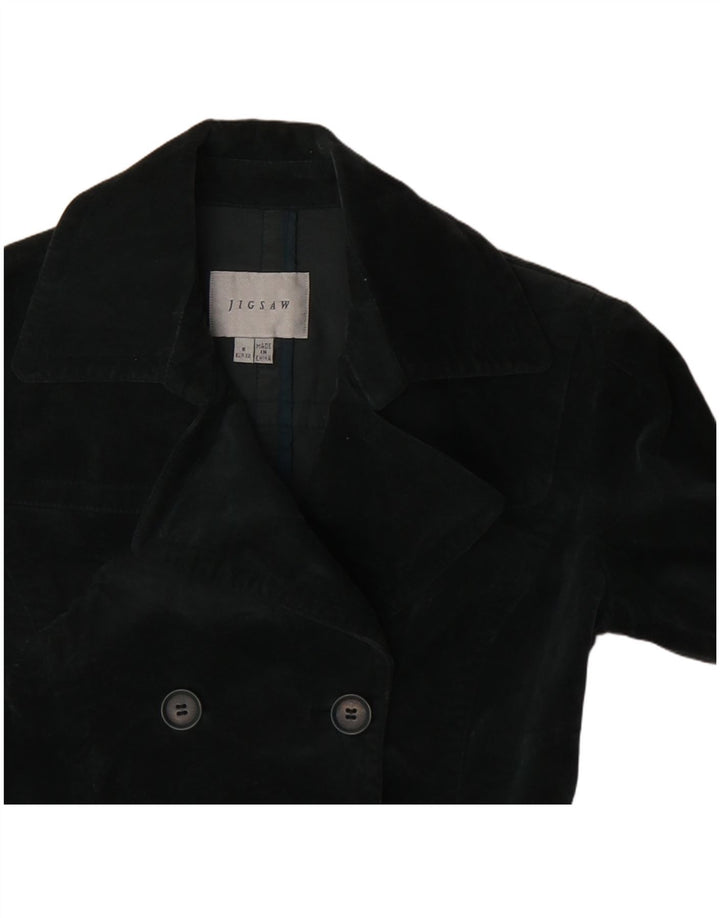 Jigsaw Womens Double Breasted Blazer Jacket EU 32 2XS Grey Cotton