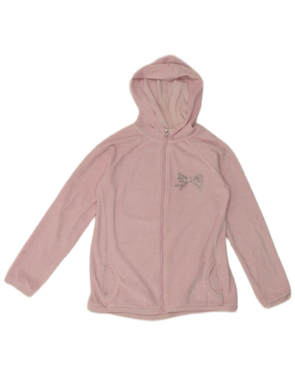 Benetton Girls Graphic Zip Hoodie Sweater 11-12 Years 2XL Pink Cotton