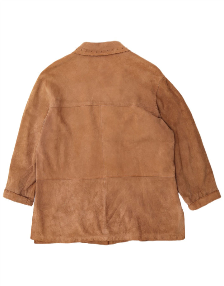 Vintage Womens Suede Jacket IT 44 Medium Beige Leather