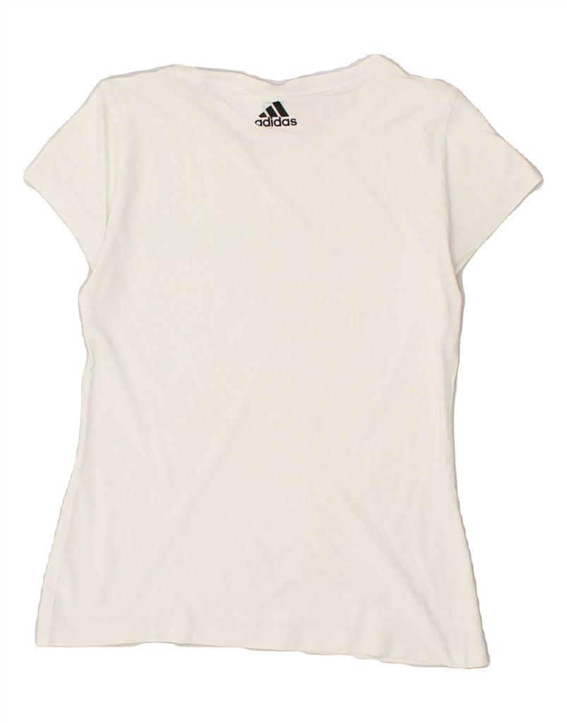 ADIDAS Womens Graphic T-Shirt Top UK 6 XS White Vintage Adidas and Second-Hand Adidas from Messina Hembry 