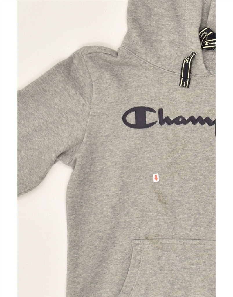 CHAMPION Womens Graphic Hoodie Jumper UK 6 XS Grey Cotton | Vintage Champion | Thrift | Second-Hand Champion | Used Clothing | Messina Hembry 