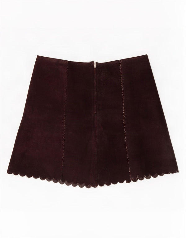 Vintage Womens Suede Mini Skirt Medium W30 Brown Leather