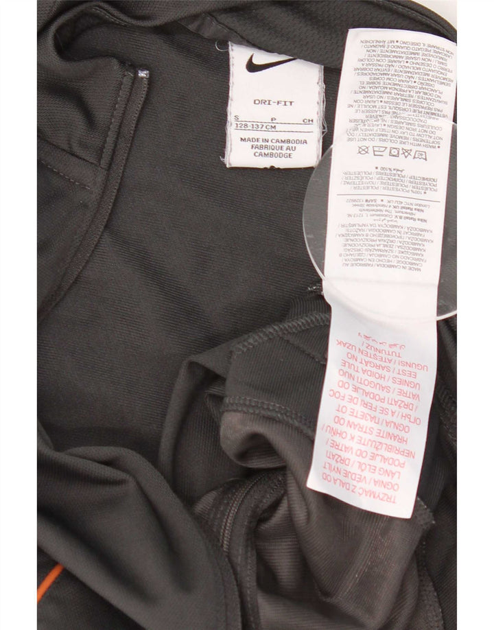 Nike Boys Dri Fit Tracksuit Top Jacket 8-9 Years Small Grey Polyester