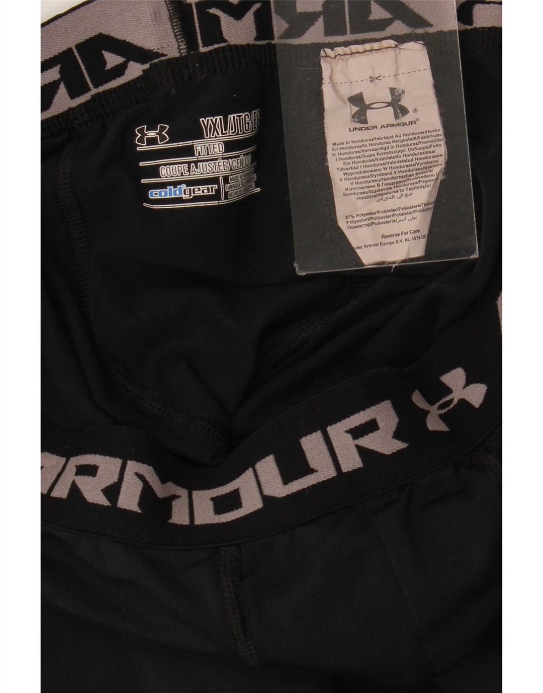 Under Armour Boys Cold Gear Graphic Leggings 13-14 Years XL Black Polyester