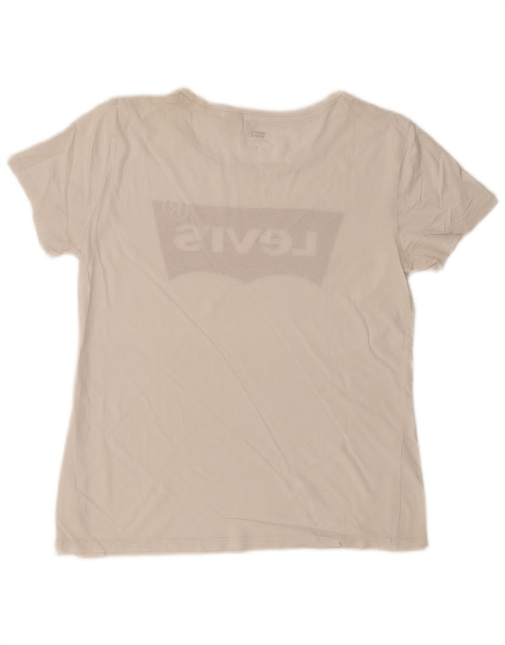 LEVI'S Womens Graphic T-Shirt Top UK 12 Medium Off White