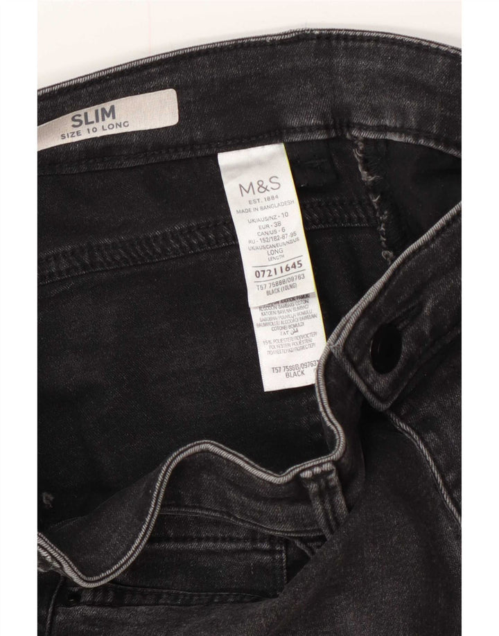 Marks & Spencer Womens Slim Jeans UK 10 Small W27 L29 Black Cotton