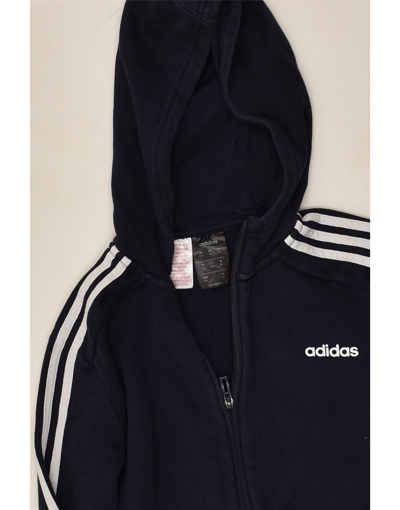 ADIDAS Boys Zip Hoodie Sweater 11-12 Years Navy Blue Cotton | Vintage Adidas | Thrift | Second-Hand Adidas | Used Clothing | Messina Hembry 