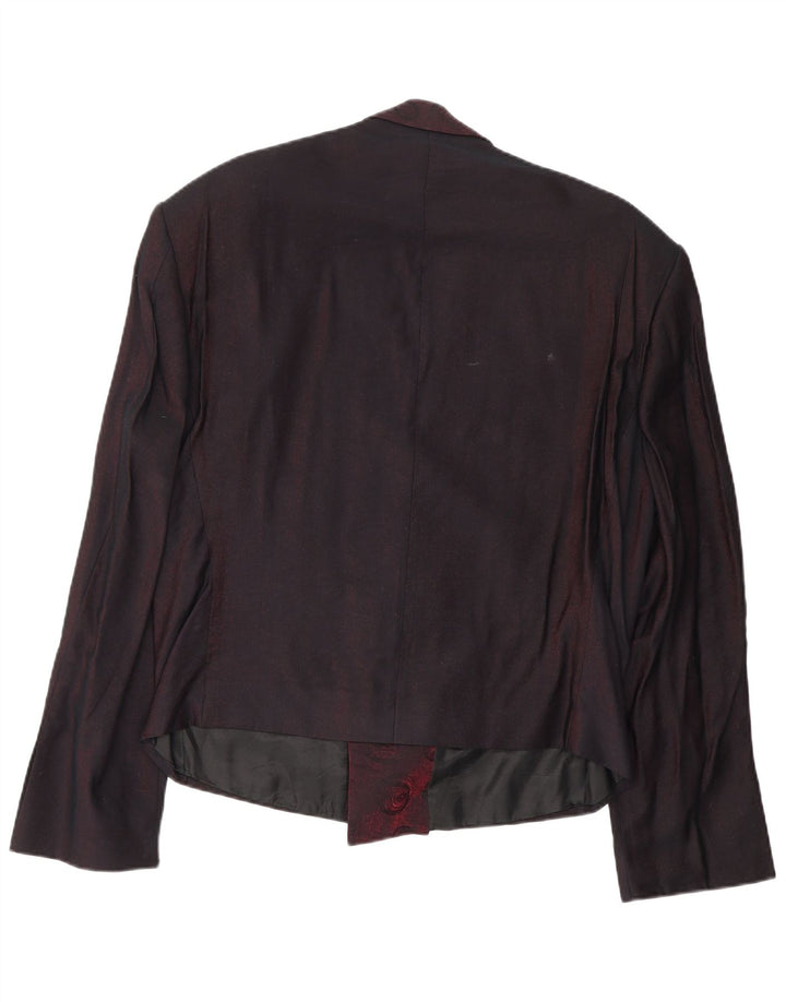 Emani Womens Double Breasted Blazer Jacket IT 50 XL Burgundy Viscose