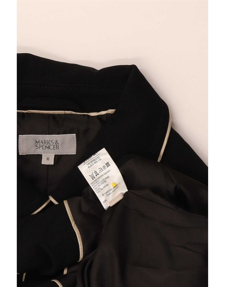 Marks & Spencer Womens Short Trench Coat UK 16 Large  Black Polyester