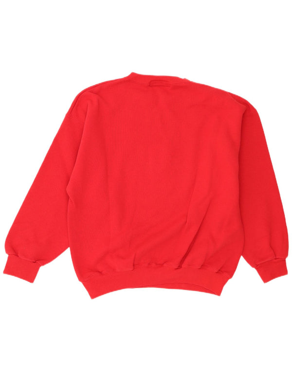 Vintage Mens Graphic Sweatshirt Jumper XL Red Cotton