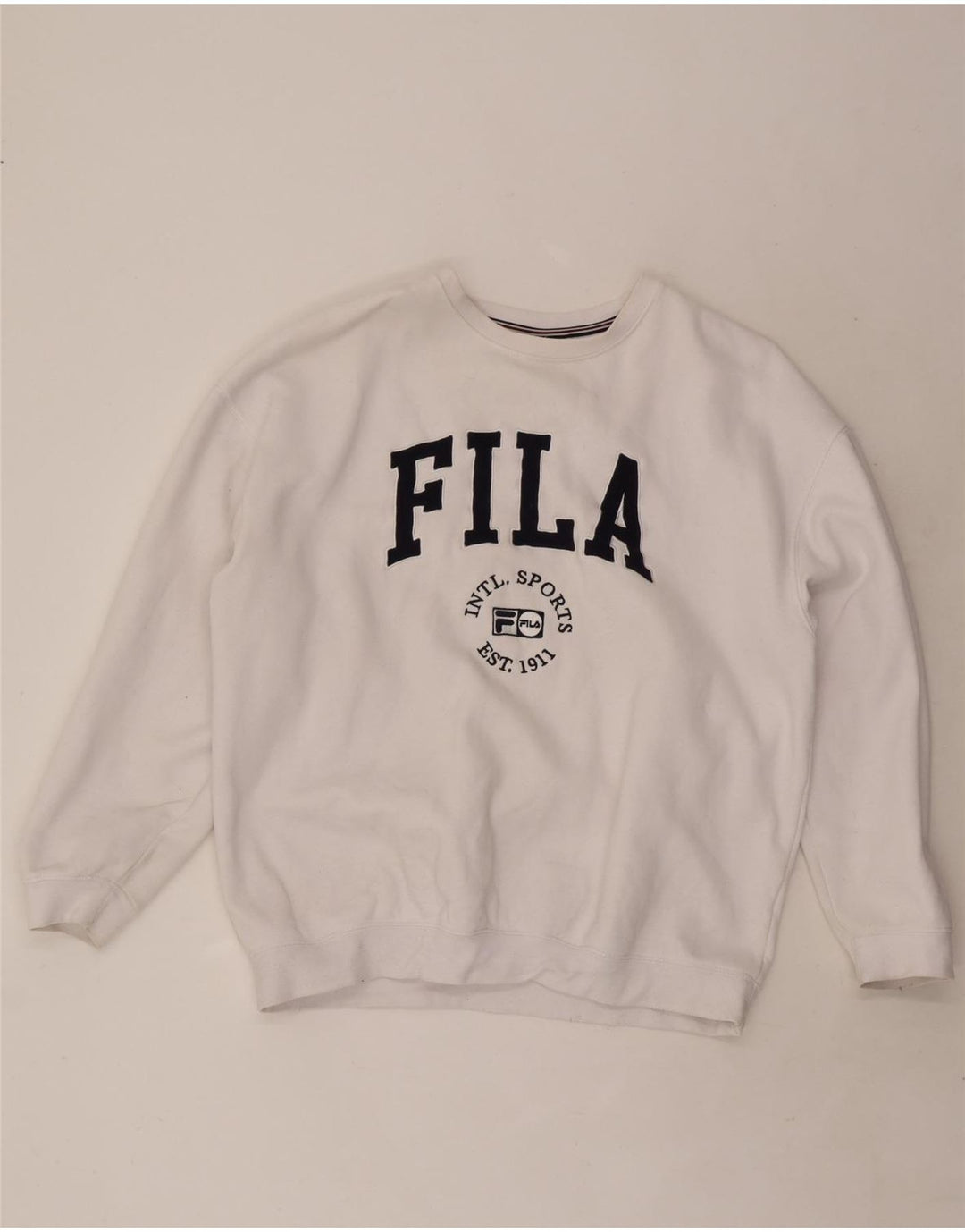 Fila Mens Graphic Sweatshirt Jumper Large White Cotton