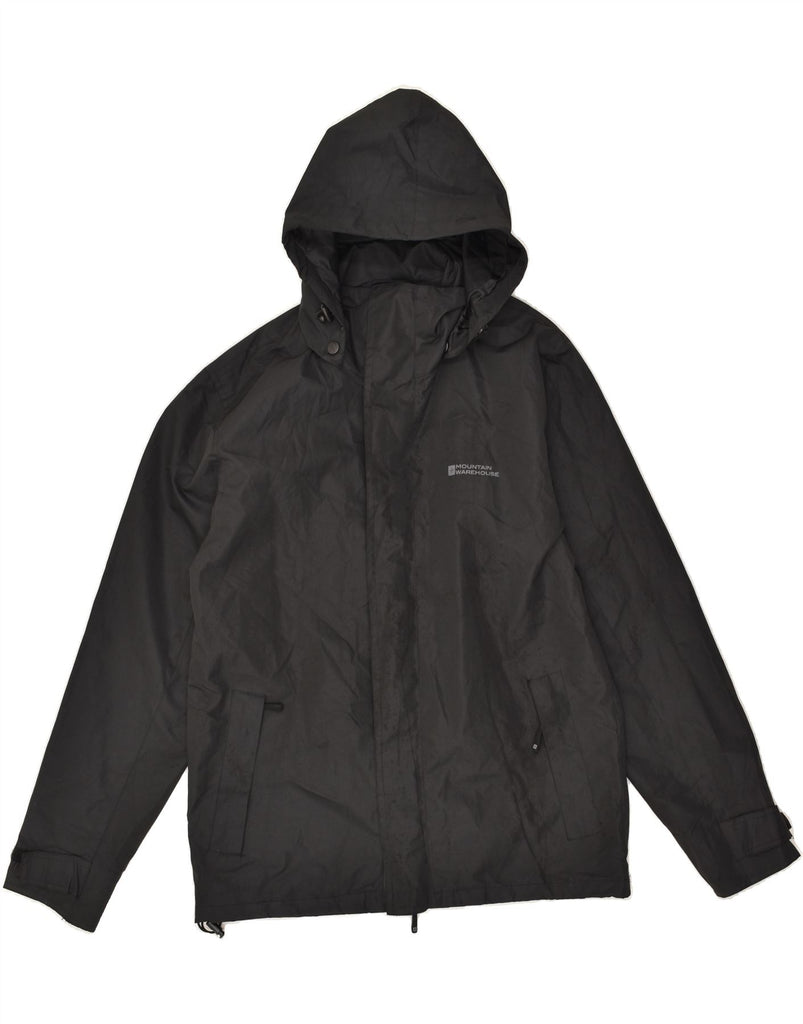 MOUNTAIN WAREHOUSE Mens Hooded Rain Jacket UK 34 XS Black Polyester | Vintage Mountain Warehouse | Thrift | Second-Hand Mountain Warehouse | Used Clothing | Messina Hembry 